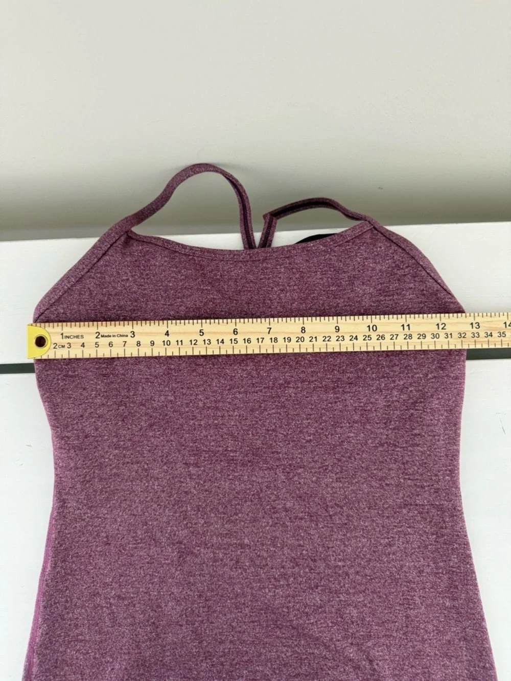 Lululemon Power Y Tank Top Heathered Purple Racerback Shelf Bra Size 4
